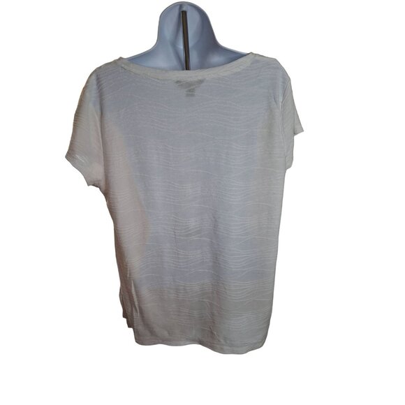 Simply Vera Wang Womens Top L White Textured Short Sleeve Minimalist - Picture 2 of 6